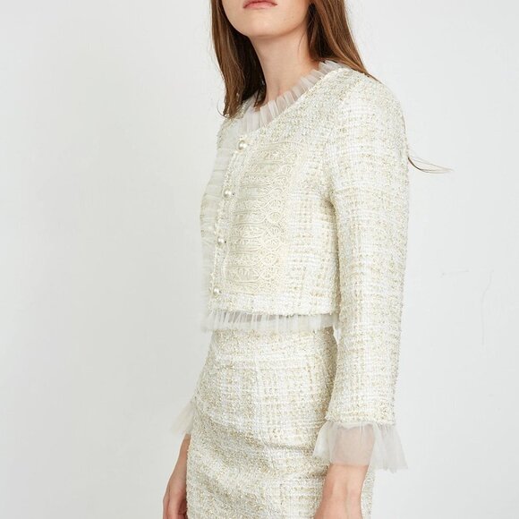 J.ING Kyrah Beige Lace Blazer - Picture 4 of 7